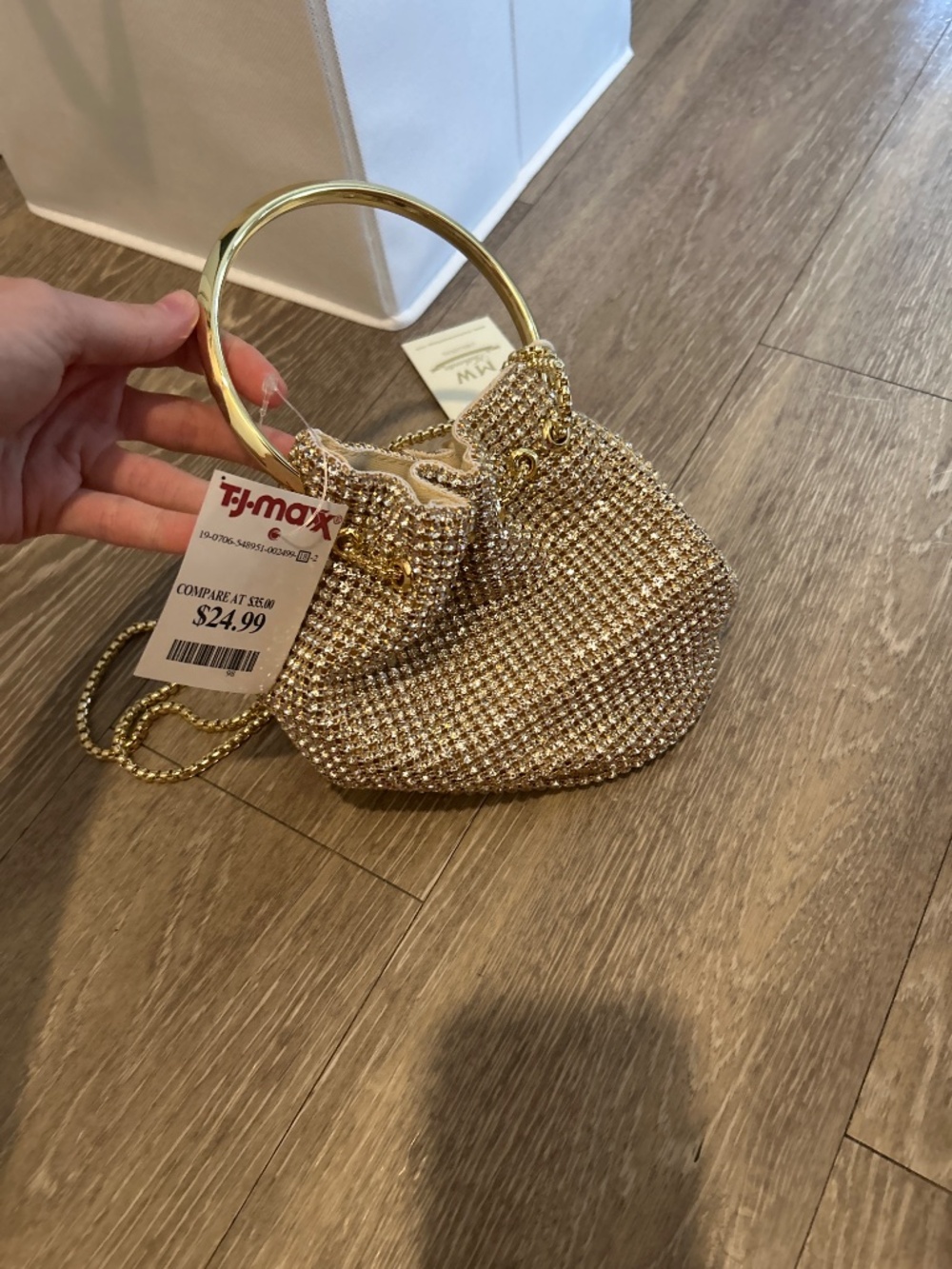 Madison West Los Angeles Gold and Silver Mini Bucket Bejeweled Bag - Picture 3 of 5